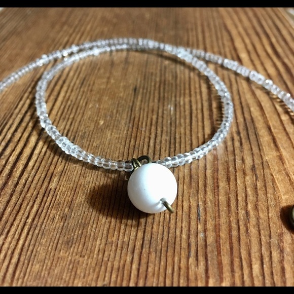 Crystal Clear Beaded Ladies Necklace, Handmade Ladies Necklace,  Beaded Necklace - Picture 2 of 4